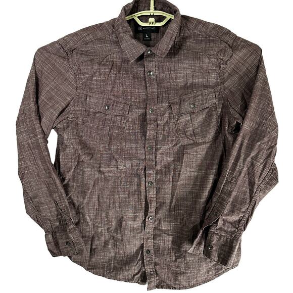 INC International Concepts Button Up Shirt Mens L Dark Pink Long Sleeve Cotton - Picture 1 of 7